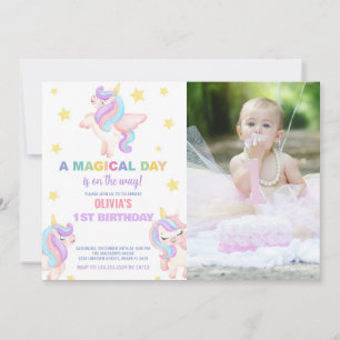 Rainbow Unicorns Invitations d'anniversaire avec p