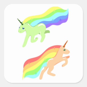 Rainbow Unicorns Quadratischer Aufkleber
