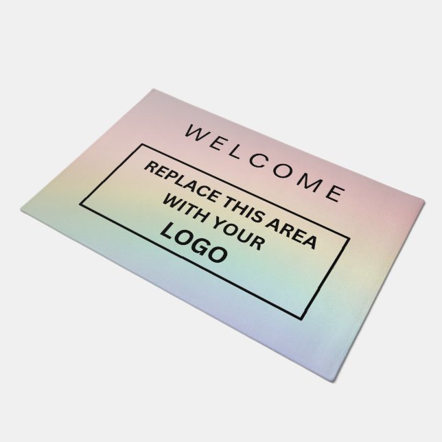 Rainbow-Unternehmen für Firmenlogo mit eigener Mar Fußmatte (Schrägansicht)