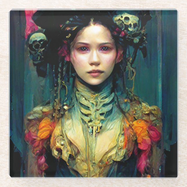 Rainbow Urchin Fantasy Sci-Fi Glasuntersetzer (Vorderseite)