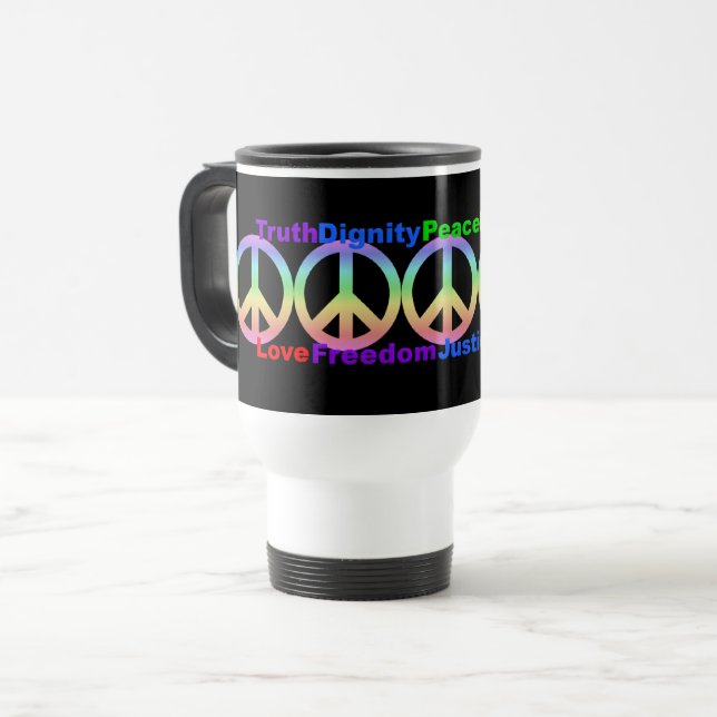 Rainbow Values-Tasse Reisebecher (Vorderseite Links)