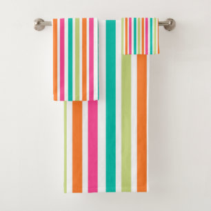 Rainbow-vertikale Streifen farbenfroh Retro-Multic Badhandtuch Set