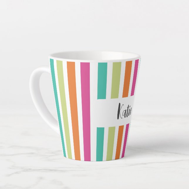 Rainbow-vertikale Streifen farbenfroh Retro-Multic Milchtasse (Linke Ecke)