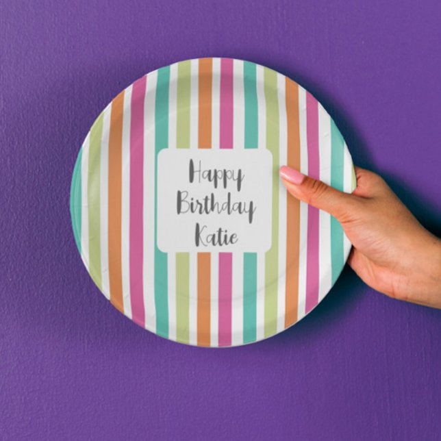 Rainbow-vertikale Streifen farbenfroh Retro-Multic Pappteller (Von Creator hochgeladen)