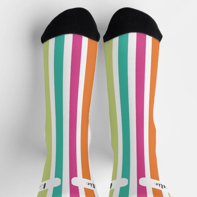 Rainbow-vertikale Streifen farbenfroh Retro-Multic Socken (Oben)