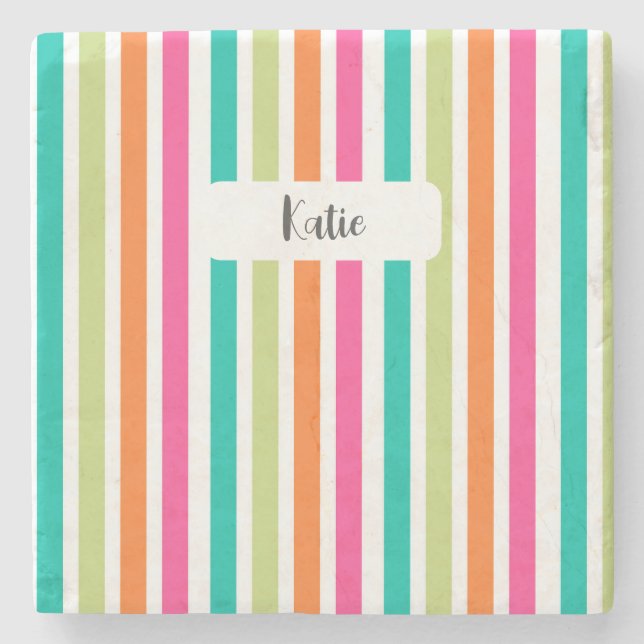 Rainbow-vertikale Streifen farbenfroh Retro-Multic Steinuntersetzer (Vorderseite)