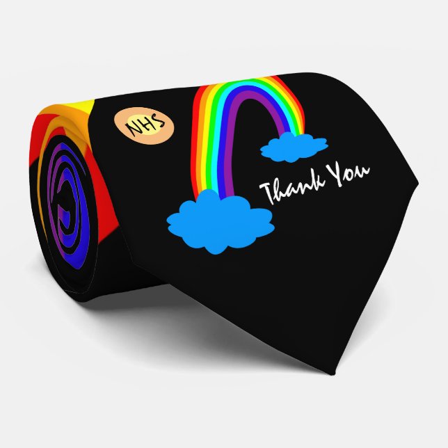 Rainbow & Vielen Dank "NHS" /office fashion Großbr Krawatte (Gerollt)