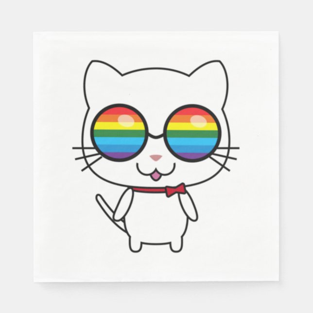 Rainbow Vision Pride Cat Serviette (Vorderseite)