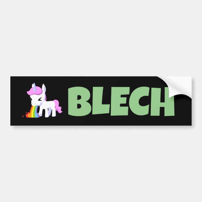 RAINBOW VOMIT UNICORN FUNNY AUTOAUFKLEBER (Vorne)