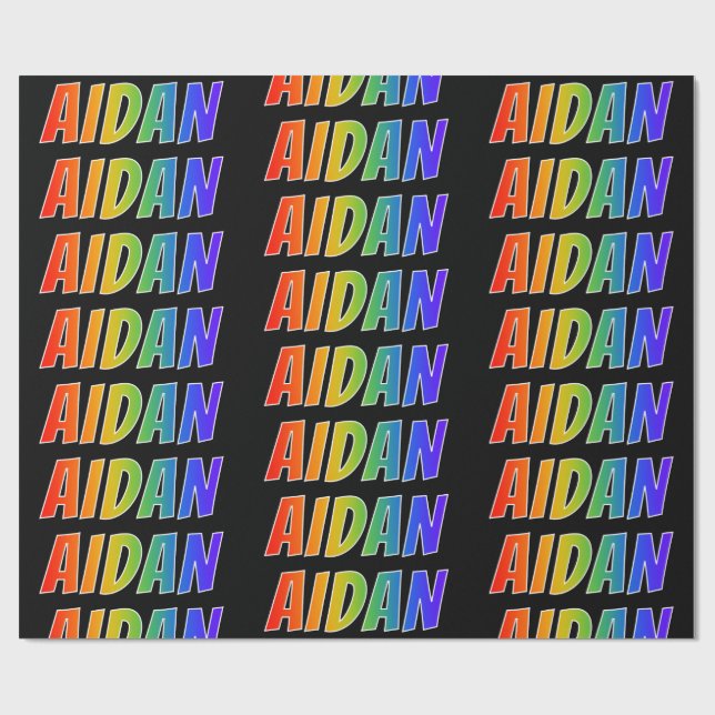 Rainbow Vorname "AIDAN"; Fun & Colorful Geschenkpapier (Flach)