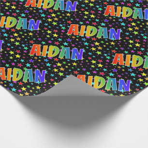 Rainbow Vorname "AIDAN" + Sterne Geschenkpapier