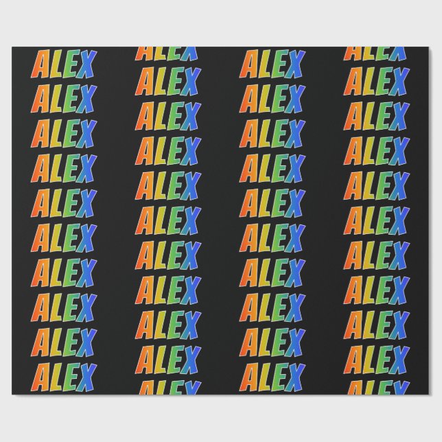 Rainbow Vorname "ALEX"; Fun & Colorful Geschenkpapier (Flach)