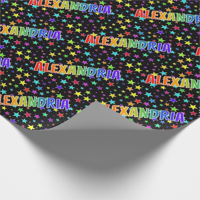 Rainbow Vorname "ALEXANDRIA" + Sterne Geschenkpapier (Ecke)