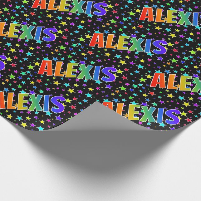 Rainbow Vorname "ALEXIS" + Sterne Geschenkpapier (Ecke)