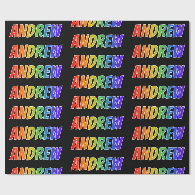 Rainbow Vorname "ANDREW"; Fun & Colorful Geschenkpapier (Flach)
