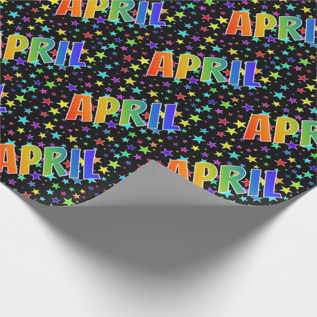Rainbow Vorname "APRIL" + Sterne Geschenkpapier (Ecke)