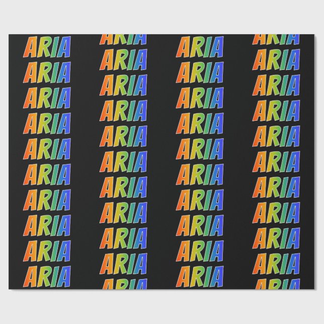 Rainbow Vorname "ARIA"; Fun & Colorful Geschenkpapier (Flach)