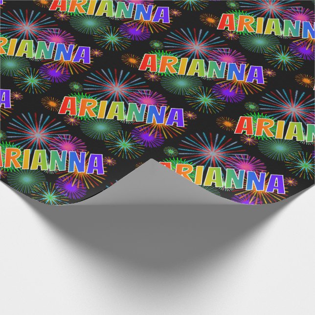 Rainbow Vorname "ARIANNA" + Feuerwerke Geschenkpapier (Ecke)