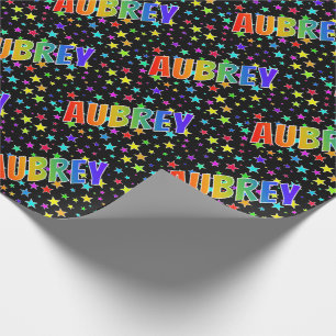 Rainbow Vorname "AUBREY" + Sterne Geschenkpapier