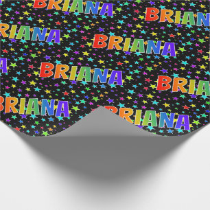 Rainbow Vorname "BRIANA" + Sterne Geschenkpapier