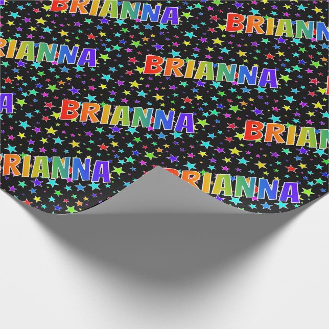 Rainbow Vorname "BRIANNA" + Sterne Geschenkpapier (Ecke)