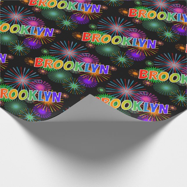 Rainbow Vorname "BROOKLYN" + Feuerwerk Geschenkpapier (Ecke)