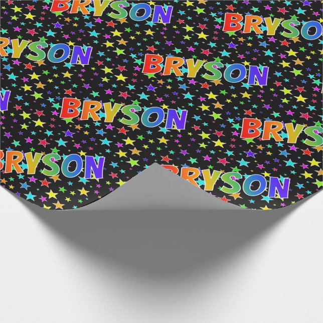 Rainbow Vorname "BRYSON" + Sterne Geschenkpapier (Ecke)