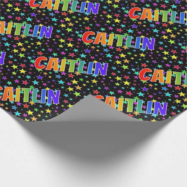 Rainbow Vorname "CAITLIN" + Sterne Geschenkpapier (Ecke)
