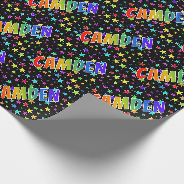 Rainbow Vorname "CAMDEN" + Sterne Geschenkpapier (Ecke)