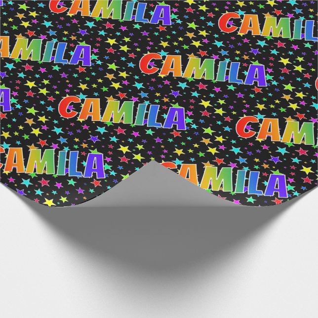 Rainbow Vorname "CAMILA" + Sterne Geschenkpapier (Ecke)