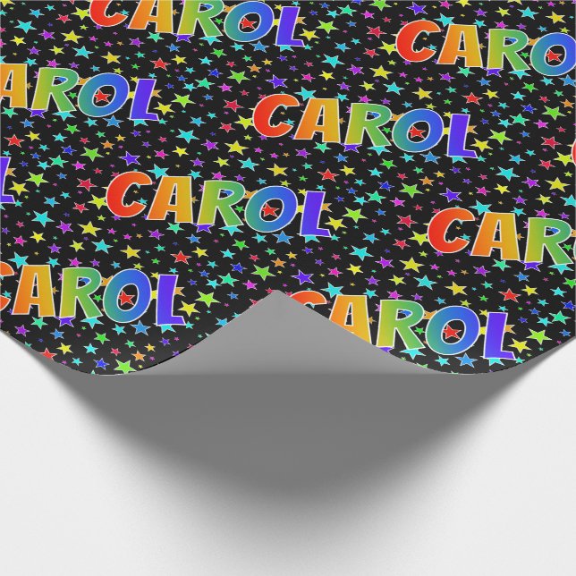 Rainbow Vorname "CAROL" + Sterne Geschenkpapier (Ecke)