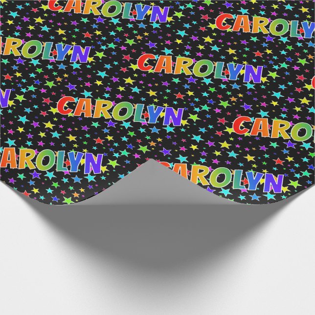 Rainbow Vorname "CAROLYN" + Sterne Geschenkpapier (Ecke)