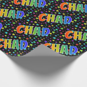 Rainbow Vorname "CHAD" + Sterne Geschenkpapier