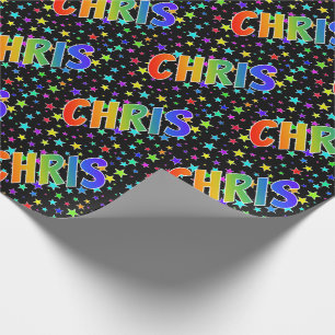 Rainbow Vorname "CHRIS" + Sterne Geschenkpapier