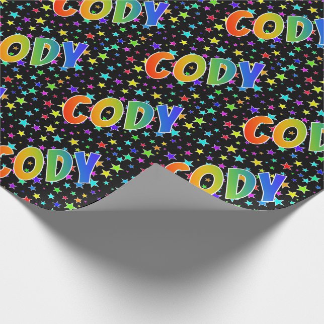 Rainbow Vorname "CODY" + Sterne Geschenkpapier (Ecke)