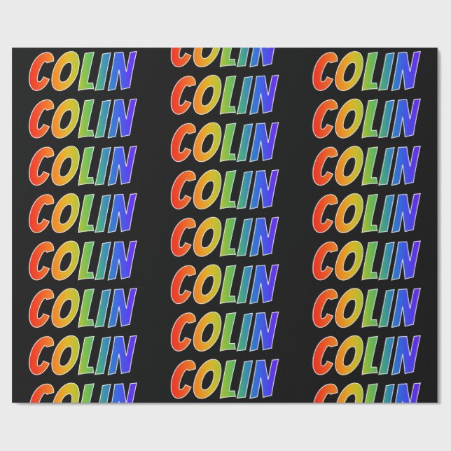 Rainbow Vorname "COLIN"; Fun & Colorful Geschenkpapier (Flach)