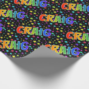 Rainbow Vorname "CRAIG" + Sterne Geschenkpapier
