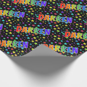 Rainbow Vorname "DARREN" + Sterne Geschenkpapier