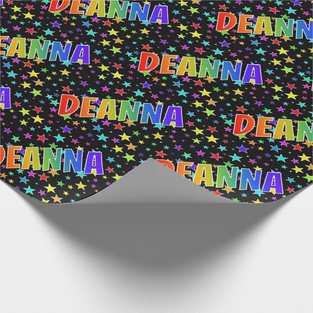 Rainbow Vorname "DEANNA" + Sterne Geschenkpapier (Ecke)