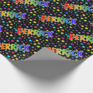 Rainbow Vorname "DERRICK" + Sterne Geschenkpapier