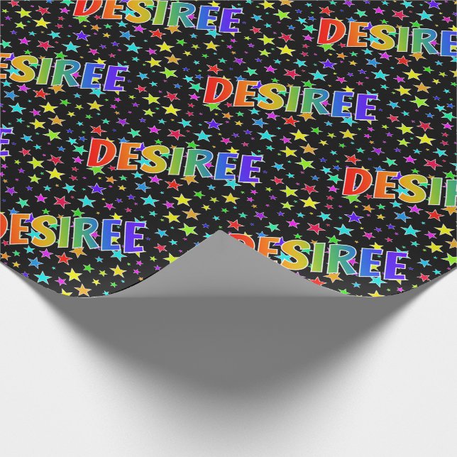 Rainbow Vorname "DESIREE" + Sterne Geschenkpapier (Ecke)