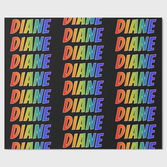 Rainbow Vorname "DIANE"; Fun & Colorful Geschenkpapier (Flach)