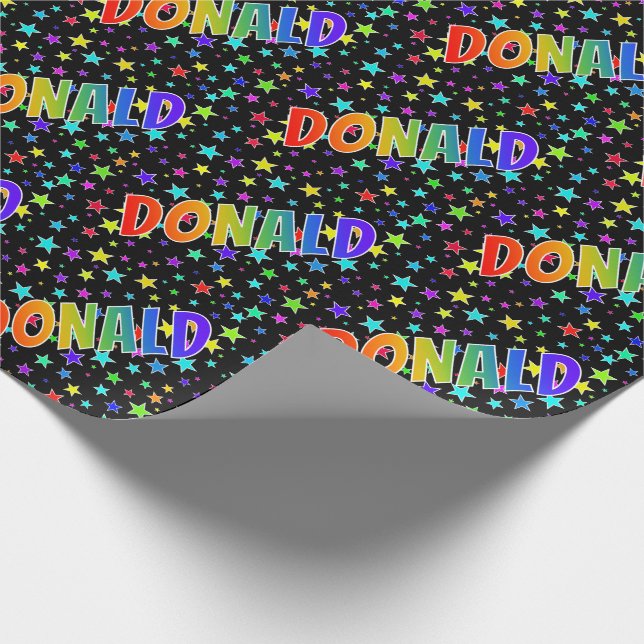 Rainbow Vorname "DONALD" + Sterne Geschenkpapier (Ecke)