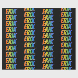 Rainbow Vorname "ERIK"; Fun & Colorful Geschenkpapier