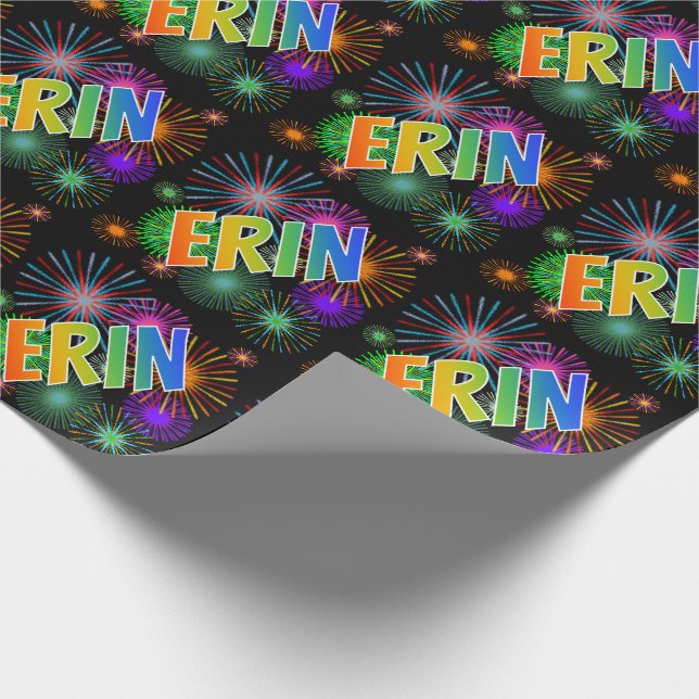 Rainbow Vorname "ERIN" + Feuerwerk Geschenkpapier (Ecke)