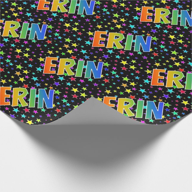 Rainbow Vorname "ERIN" + Sterne Geschenkpapier (Ecke)