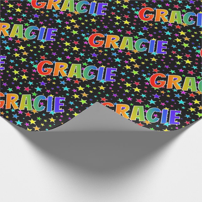 Rainbow Vorname "GRACIE" + Sterne Geschenkpapier (Ecke)