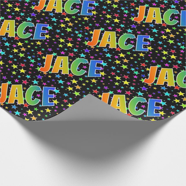 Rainbow Vorname "JACE" + Sterne Geschenkpapier (Ecke)