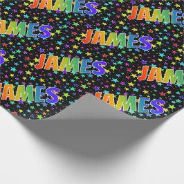 Rainbow Vorname "JAMES" + Sterne Geschenkpapier