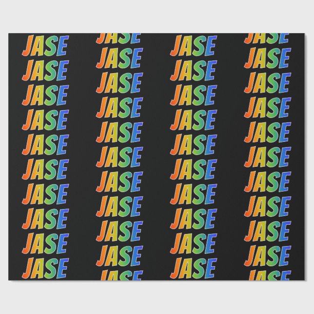 Rainbow Vorname "JASE"; Fun & Colorful Geschenkpapier (Flach)